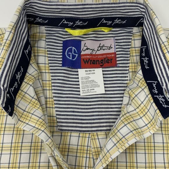 Wrangler George Strait Yellow Plaid Long Sleeve Button Up Mens Shirt Size Medium - Picture 7 of 10